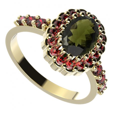 BG prsten 435-Z oválného tvaru - Kov: Stříbro 925 - rhodium, Kámen: Granát