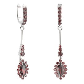 BG náušnice s centrálním oválným kamenem 504-B93 Stříbro 925 - rhodium Granát