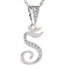 BG zlatý přívěsek písmenko Š - 1237 Bílé zlato - 585 Diamant