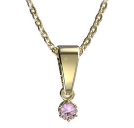 Zlatý přívěsek s růžovým zirkonem, žluté zlato 585 – 1292