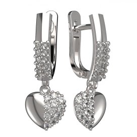 BG zlaté náušnice srdíčko 865 Bílé zlato - 585 Diamant