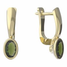 BG vltavínové náušnice 559 Žluté zlato - 585 Vltavín