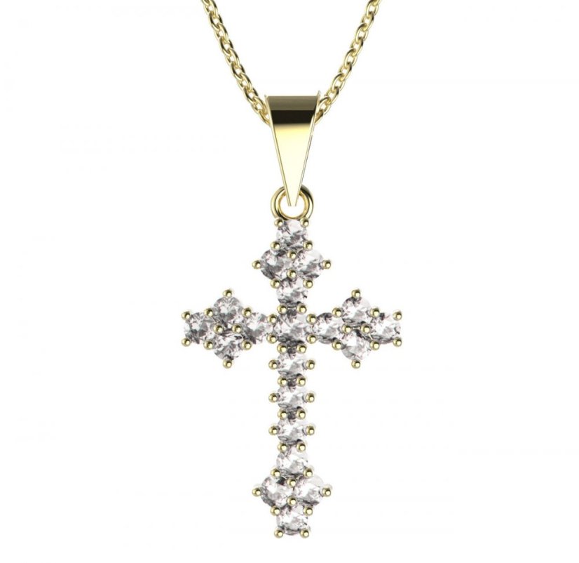 BG zlatý diamantový přívěšek křížek 263 Žluté zlato - 585 Diamant lab-grown