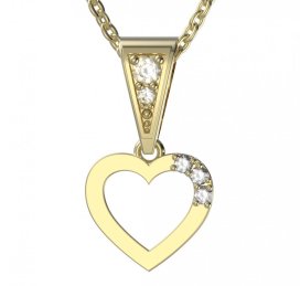 BG zlatý diamantový přívěšek srdíčko 1257 Žluté zlato - 585 Diamant lab-grown