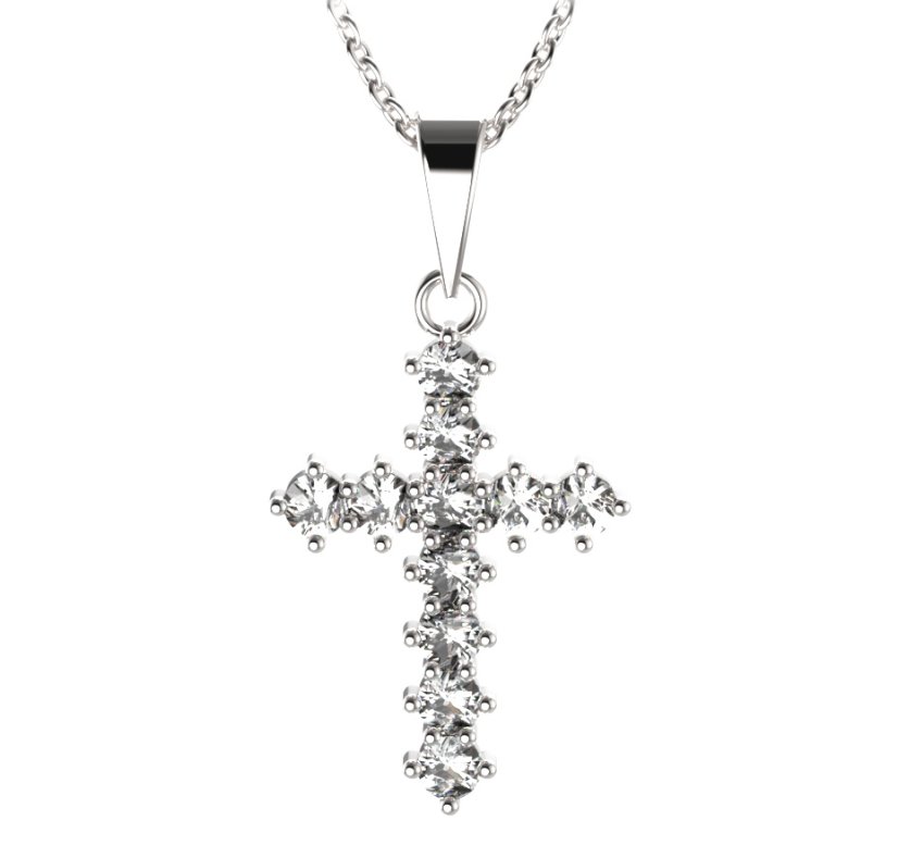 BeKid dětský přívěšek křížek 258 Bílé zlato - 585 Diamant