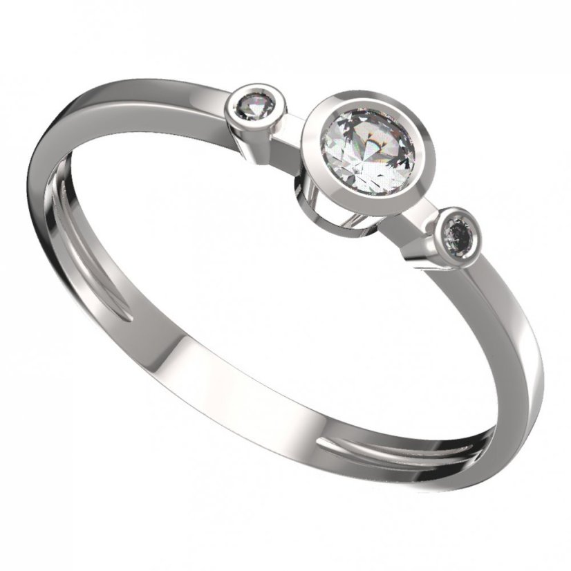 BG zlatý prstýnek 551 L Bílé zlato - 585 Diamant