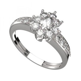 BG zlatý diamantový prstýnek 627J Bílé zlato - 585 Diamant lab-grown