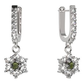 BG  náušnice 002 Stříbro 925 - rhodium Vltavín a  kubický zirkon