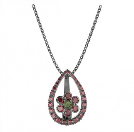 BG pendant flower 518-90 - Metal: Silver 925 - rhodium, Stone: Garnet