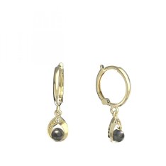 BeKid dětské náušnice 1242 s černou perlou Žluté zlato - 585 Bílý kubický zirkon