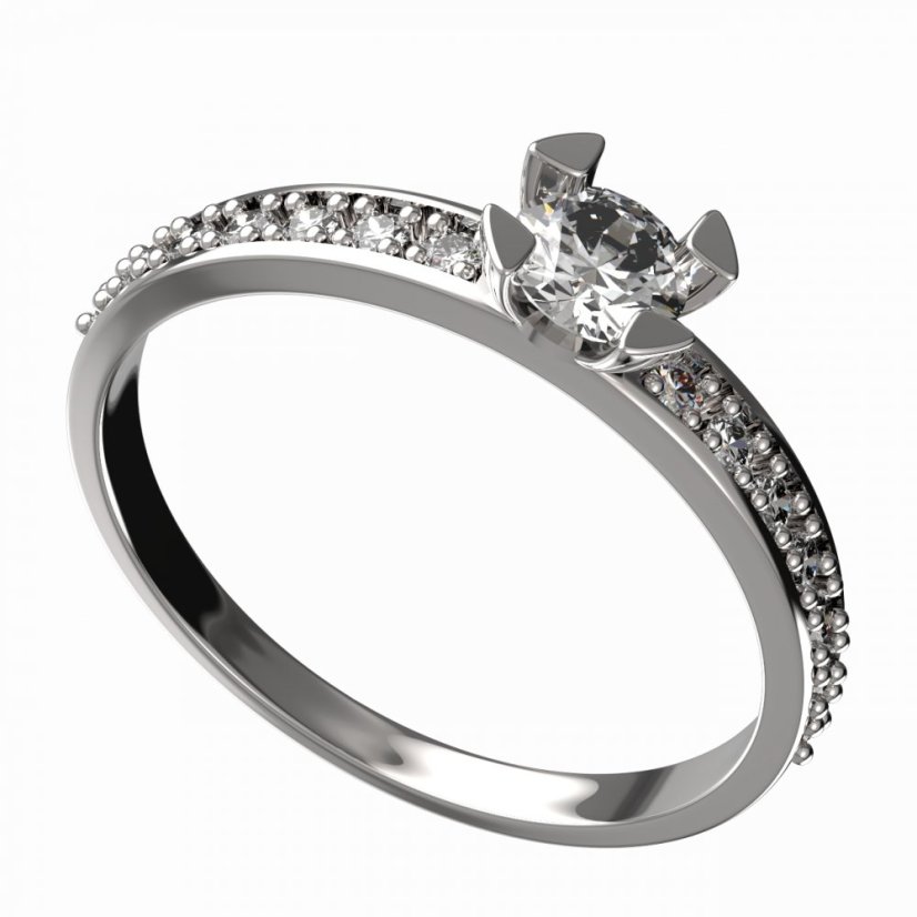 BG zlatý diamantový prstýnek 884 E Bílé zlato - 585 Diamant lab-grown