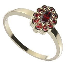 BG prsten oválný 455 Stříbro 925 - pozlacené Granát