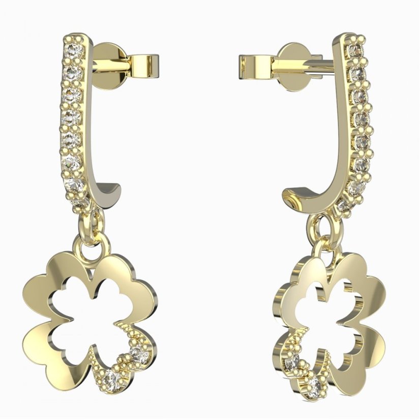 BG zlaté náušnice čtyřlístek 1171 Žluté zlato - 585 Diamant