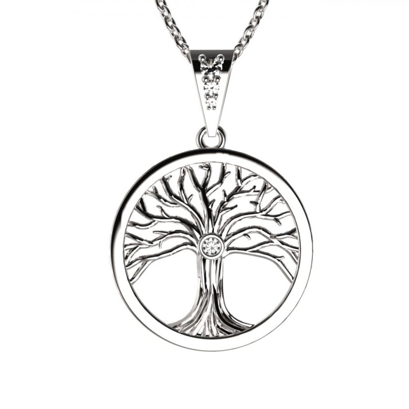 BG zlatý přívěšek Strom života 039 Bílé zlato - 585 Diamant