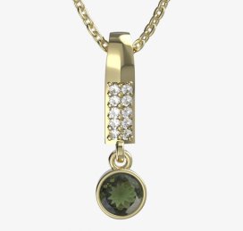 BG zlatý přívěšek 723 Žluté zlato - 585 Vltavín a diamant