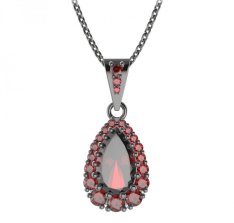 BG přívěs kapkovitého tvaru 633-2 Stříbro 925 - ruthenium (30-90dní) Granát