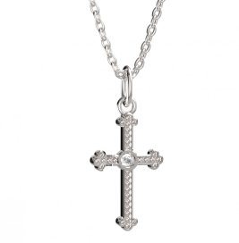 BeKid dětský přívěšek křížek 1110 Bílé zlato - 585 Diamant