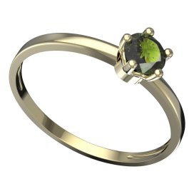 BG vltavínový prsten 874C Žluté zlato - 585 Vltavín