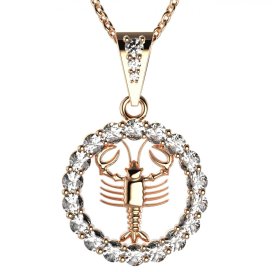 Zlatý přívěsek znamení Rak s lab-grown diamantem, růžové zlato 585 – 044 (Zd14044G2)