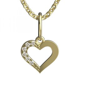 BeKid dětský přívěšek srdíčko 599 Žluté zlato - 585 Bílý kubický zirkon