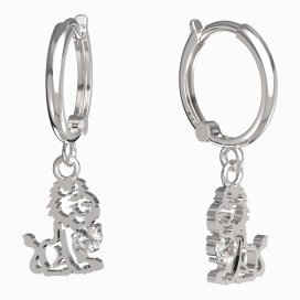 BeKid dětské náušnice lev 1191 Bílé zlato - 585 Diamant