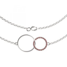 BG zlatý náhrdelník kruhy 1163 Bílé zlato - 585 Červený kubický zirkon