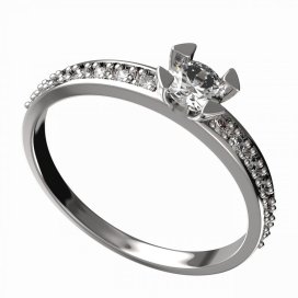BG zlatý diamantový prstýnek 884 E Bílé zlato - 585 Diamant lab-grown