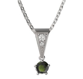 BG vltavín přívěšek 874 Bílé zlato - 585 Vltavín a diamant