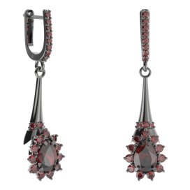 BG náušnice s centrálním kapkovitým kamenem 509-C91 Stříbro 925 - ruthenium (30-90dní) Granát