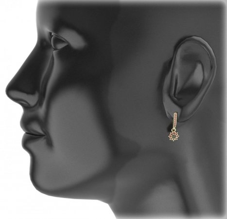 BG circular earring 320-94 - Metal: White gold 585, Stone: Moldavite and cubic zirconium