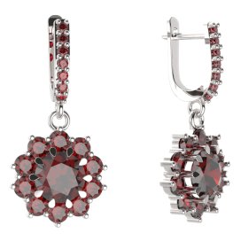 BG kulaté náušnice 011-84 Stříbro 925 - rhodium Granát