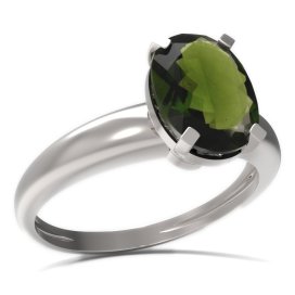 BG prsten s oválným kamenem 493-I Stříbro 925 - rhodium Vltavín