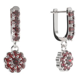 BG kulaté náušnice 453-96 Stříbro 925 - rhodium Granát