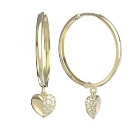 BG zlaté náušnice srdíčko 865 Žluté zlato - 585 Diamant