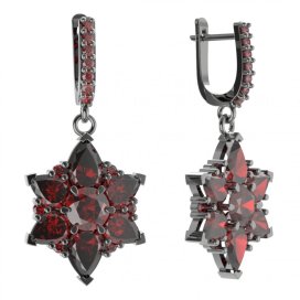 BG solitérní náušnice 409-84 Stříbro 925 - ruthenium (30-90dní) Granát