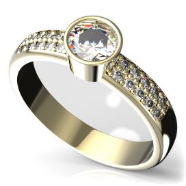 BG zlatý prstýnek 723 Žluté zlato - 585 Diamant