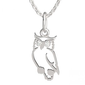 BeKid dětský přívěšek sovička 1185 Bílé zlato - 585 Diamant