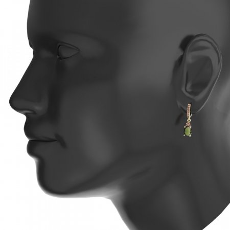BG garnet earring 712-84 + - Metal: Silver - gold plated 925, Stone: Moldavit and garnet