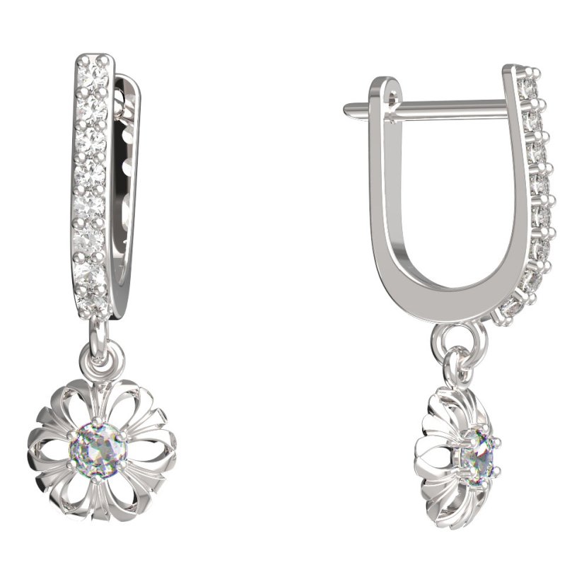 BeKid dětské náušnice kvítek 607 Bílé zlato - 585 Diamant