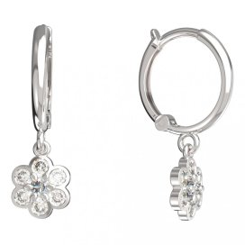 BeKid dětské náušnice šestilístek 866 Bílé zlato - 585 Diamant