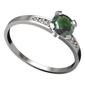 BG vltavínový prsten 558J Bílé zlato - 585 Vltavín a diamant