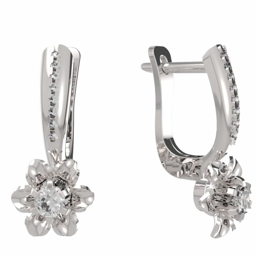 BG zlaté náušnice 877 Bílé zlato - 585 Diamant