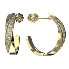 BG zlaté náušnice polokruh 1361 Žluté zlato - 585 Diamant