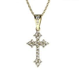BG zlatý diamantový přívěšek křížek 255 Žluté zlato - 585 Diamant lab-grown