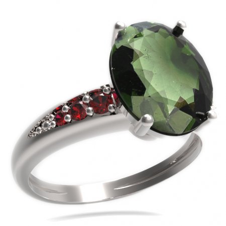 BG prsten oválný kámen 479-J - Kov: Stříbro 925 - rhodium, Kámen: Granát