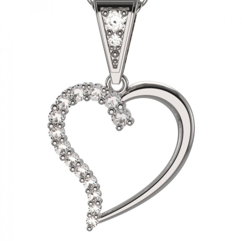 BG zlatý diamantový přívěšek srdíčko 1258 Bílé zlato - 585 Diamant lab-grown