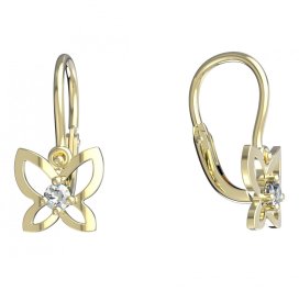 BeKid dětské náušnice motýlek 844 Žluté zlato - 585 Diamant