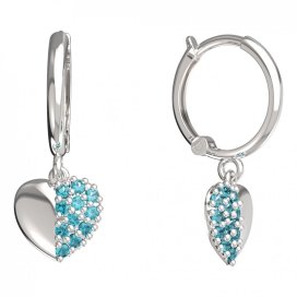 BeKid dětské náušnice srdíčko 865 Bílé zlato - 585 Světle modrý kubický zirkon
