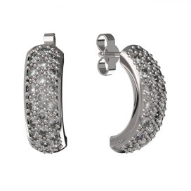 BG zlaté náušnice polokruh 1303 Bílé zlato - 585 Bílý kubický zirkon