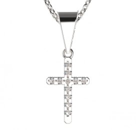 BG zlatý přívěšek křížek 1106 Bílé zlato - 585 Diamant